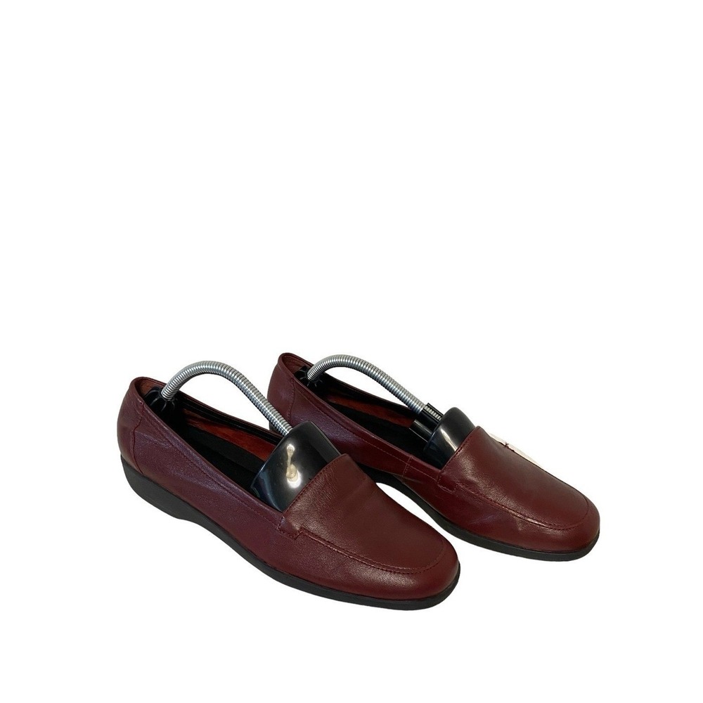 Easy Spirit Leather Upper Slip-on Spring Casual Flat Loafer Flats Dark Red